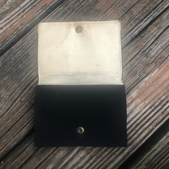 Floral Petit Point Embroidery Needlework Purse Wallet Black Pink Vintage 50s 60s - Picture 7 of 8